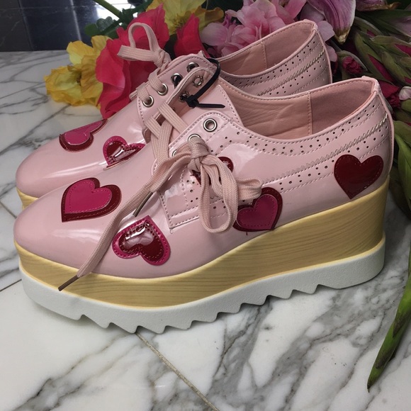 Sneakers Oxfords Platforms Pink NWT Multi Sizes - Picture 3 of 6